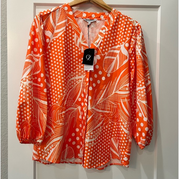 NWT Orange print blouse - Picture 1 of 3